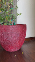 Handmade Red Fiberglass Planter: Moon Surface Style (14-18 Inches)