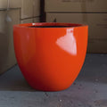 Glossy Orange Fiberglass Planter: Modern Round Home  Garden Pot, 17-24 Inches